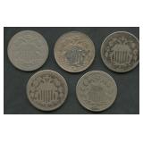 5- Mixed Shield Nickels