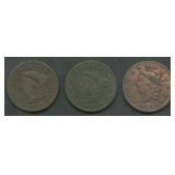 3- Mixed 1810's Coronet Head Large Cents
