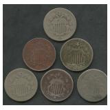 6- Mixed Shield Nickels