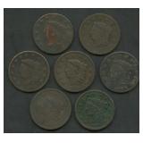 7- Mixed 1830's Coronet Head Large Cents