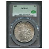 1887 Morgan Silver Dollar CAC MS62