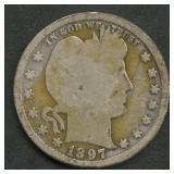 1897-S Liberty Head Barber Quarters