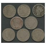 8- Mixed 1800's Liberty Head V Nickels