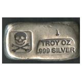 Poured .999 Silver Bar 1 ozt