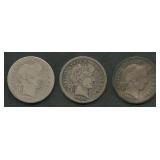3- Mixed Liberty Head Barber Dimes