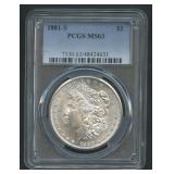 1881-S Morgan Silver Dollar PCGS MS63