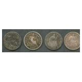 4- Mixed Seated Liberty Half Dimes