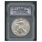 2011 ASE Silver Eagle ICG MS70 25th Anniversary