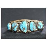 Bracelet with Turquoise Stones .925 Silver 1.54 oz