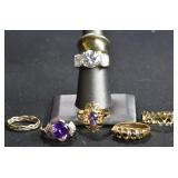 7- Mixed Rings Size 5.5-8, .925 Silver .98 ozt TW
