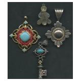4- Mixed Pendants .925 Silver .99 ozt TW