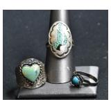 3- Mixed Rings Size 6-8, .925 Silver .52 ozt TW