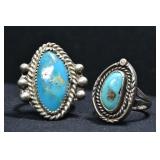 2- Mixed Rings Size 7 & 9.5, .925  Silver .57 ozt