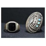 2- Mixed Rings Size 6 & 8, .925 Silver .52 ozt TW
