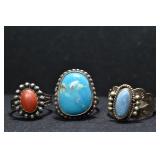 3- Mixed Rings Size 5.5-8, .925 Silver .51 ozt TW