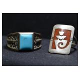 2- Mixed Rings Size 6 & 13, .925 Silver .57 ozt TW