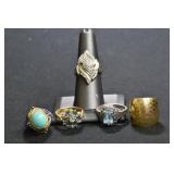 5- Mixed Rings Size 5-9, .925 Silver 1.06 ozt TW