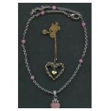 2 Heart Motif Necklaces .925 Silver 1.12 ozt TW