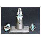 3- Mixed Rings Size 6-7, .925 Silver .51 ozt TW