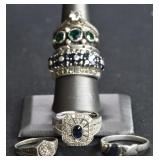 6- Mixed Rings Size 7-9, .925 Silver 1.02 ozt TW