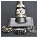 6- Mixed Rings Size 5-12.5, .925 Silver .99 ozt