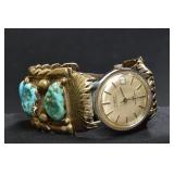 Watch Bracelet with Turquoise stones, .925 Silver