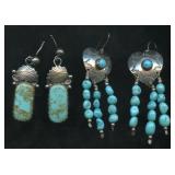 2 Sets of Native American Earrings, .925 Silver .5