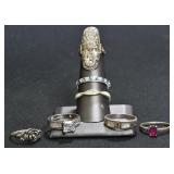 7- Mixed Rings Size 2.5-10, .925 Silver .7 ozt TW