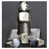 5- Mixed Rings Size 5-8, .925 Silver .98 ozt TW
