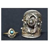 2- Mixed Rings Size 8 & 11, .925 Silver .68 ozt
