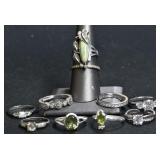 10- Mixed Rings Size 6-9, .925 Silver 1.04 ozt TW