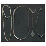 4- Mixed Necklaces .925 Silver .82 ozt TW