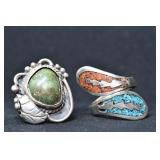 2- Mixed Rings Size 6 & 8, .925 Silver .49 ozt Tw