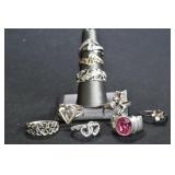9- Mixed Rings Size 4.5-10, .925 Silver .97 ozt