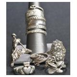 9- Mixed Rings Size 4.5-8.5, .925 Silver 1.02 ozt