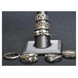 9- Mixed Rings Size 4.5-10, .925 Silver 1.00 ozt