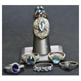7- Mixed Rings Size 5.5-8, .925 Silver 1.06 ozt