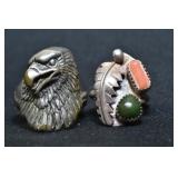 2- Mixed Rings Size 7 & 11.5, .925 Silver .49 ozt