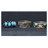 3- Mixed Stones Size 7.5-10, .925 Silver .52 ozt T