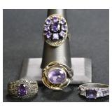 4- Mixed Rings Size 7-8, .925 Silver .98 ozt TW
