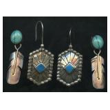 2 Sets of Earrings .925 Silver .51 ozt TW