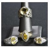 4- Mixed Rings Size 6-7.5, .925 Silver 1.01 ozt