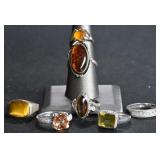 7- Mixed Rings Size 5-8.5, .925 Silver 1.03 ozt