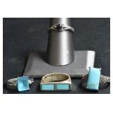 4- Mixed Rings Size 6.5-8, .925 Silver .52 ozt TW