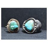 2- Mixed Rings Size 6.5 & 10.5, .925 Silver .53 oz