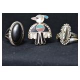 3- Mixed Rings Size 4-6, .925 Silver .53 ozt TW