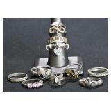 11- Mixed Rings Size 5-9, .925 Silver 1.03 ozt TW