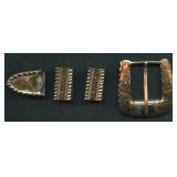 Belt Buckle Set .925 Silver 2.18 ozt