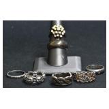 7- Mixed Rings Size 4.5-9, .925 Silver 1.01 ozt