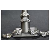6- Mixed Rings Size 5-8, .925 Silver 1.07 ozt TW